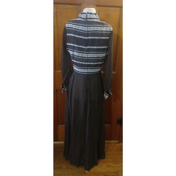Vtg Avalon Classics Inc Women's Maxi Dress Sz 16 Embroidered 70s Gunne Sax Style - Picture 3 of 11